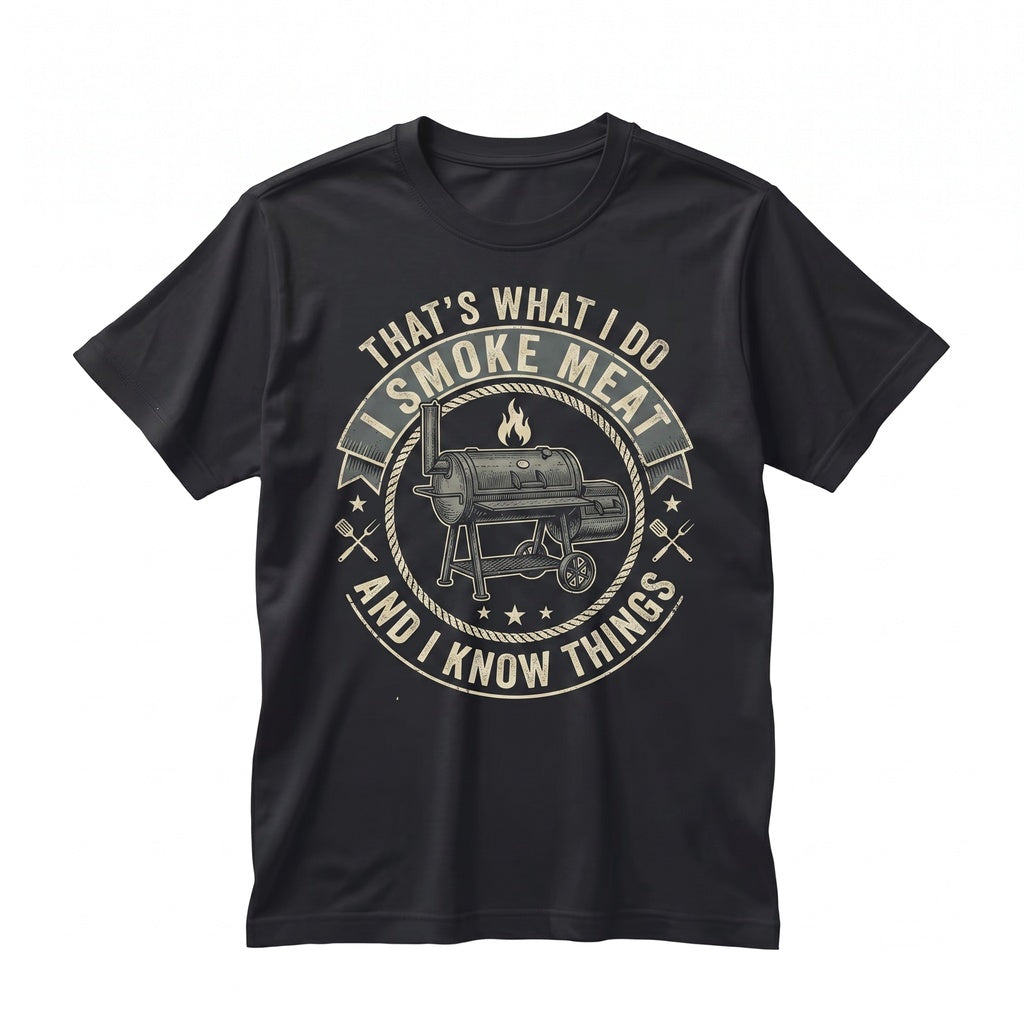 Funny I Smoke Meat BBQ Barbecue Grilling Dad Birthday Gift Papa Grandpa Present For Men Unisex TShirt