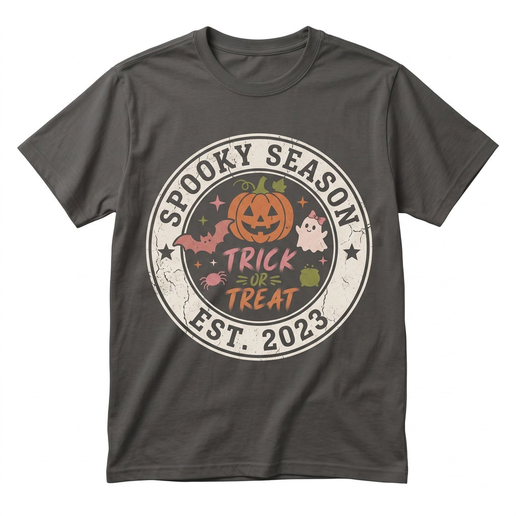 Trick or Treat Halloween Striped Spooky Season Trendy Ghost Bat Graphic Coquette Girly Fall Unisex TShirt