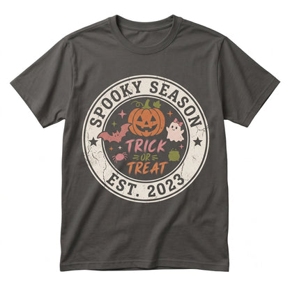 Trick or Treat Halloween Striped Spooky Season Trendy Ghost Bat Graphic Coquette Girly Fall Unisex TShirt