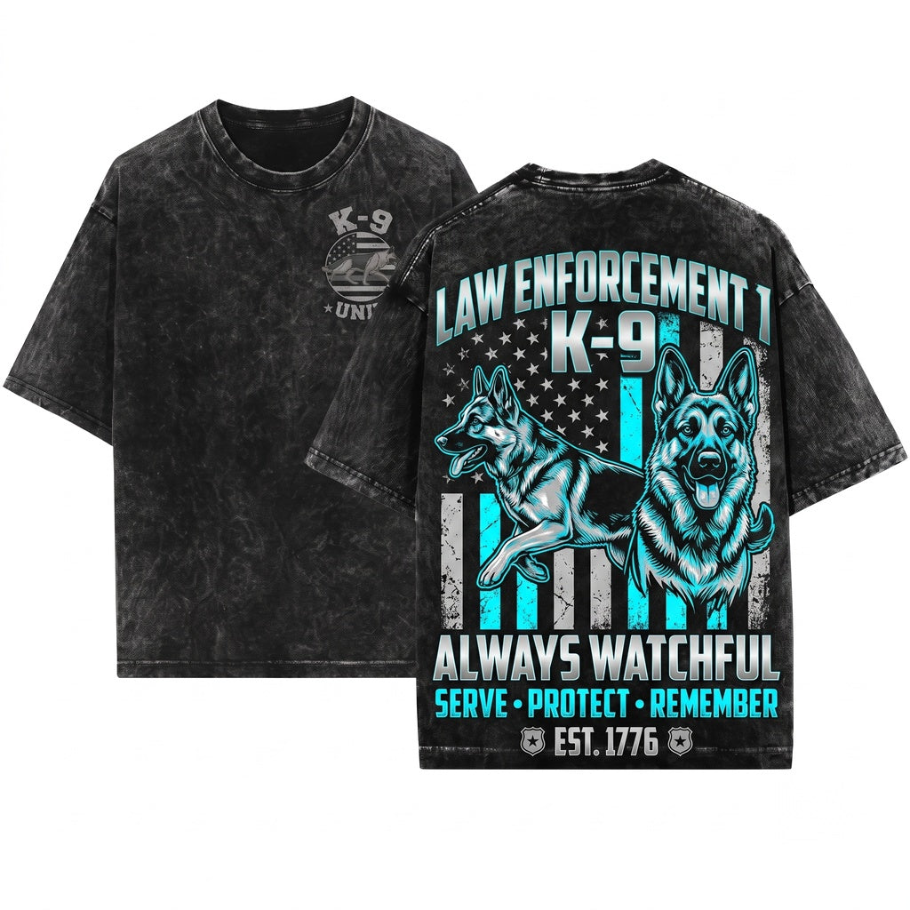 Police Dog K9 Thin Blue Line Flag German Shepherd Sheriff Handler Military Officer Trainer Dog Owner Birthday Present Unisex Wash