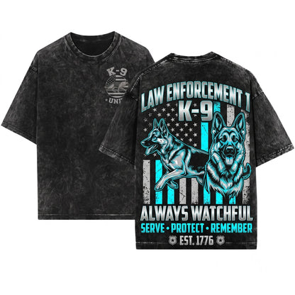 Police Dog K9 Thin Blue Line Flag German Shepherd Sheriff Handler Military Officer Trainer Dog Owner Birthday Present Unisex Wash