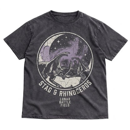 Three Rhinoceros Beetle Retro Bug Moon Graphic Vintage Oversized Insect Entomology Nature Lover Gift Unisex TShirt