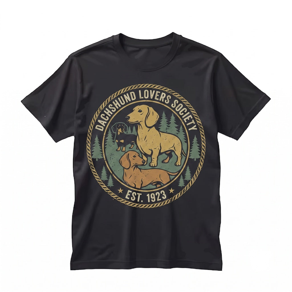 Vintage Dachshund Wiener Dog Lover Gift Retro Full Moon Nature Wildlife Graphic Unisex TShirt