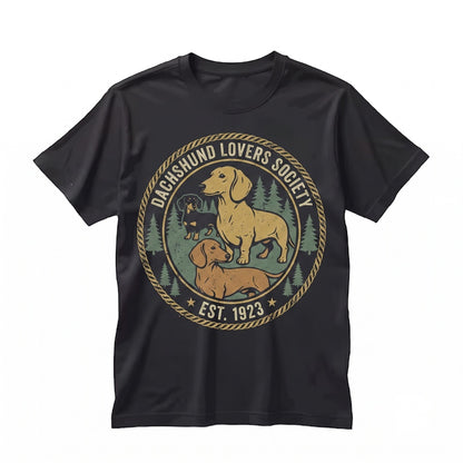 Vintage Dachshund Wiener Dog Lover Gift Retro Full Moon Nature Wildlife Graphic Unisex TShirt