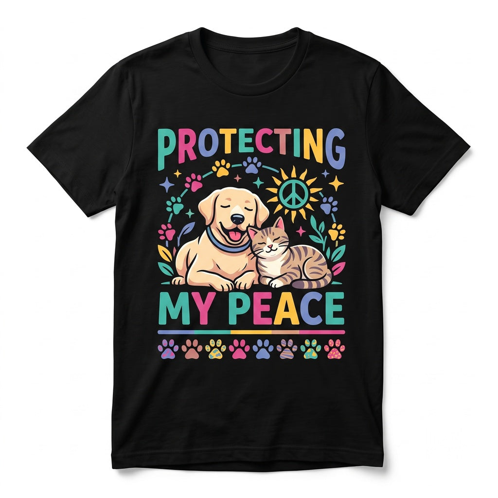 Protecting My Peace Dog Mom Minimalist Self Care Paw Print Unisex TShirt