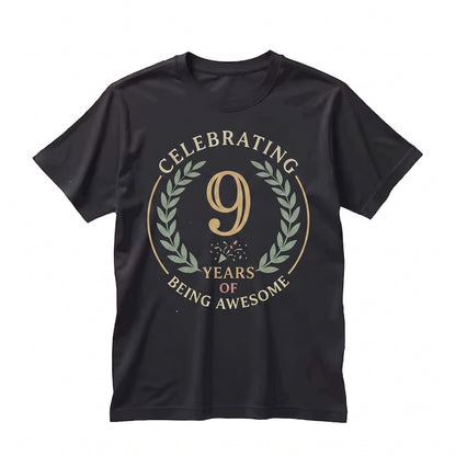 Celebrating 9th Birthday Nine Year Old Awesome Tie-Dye Present Kids Daughter Son Boys Girls Unisex TShirt
