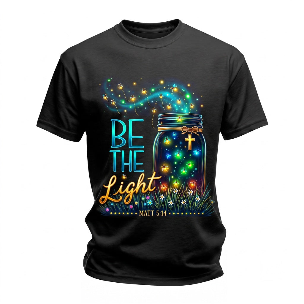 Be The Light Matthew 514 Christian Summer Nights Firefly Faith Inspired Graphic Botanical Unisex TShirt