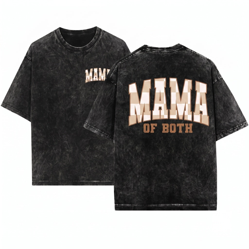 Checkered Boho Varsity Mama of Both Mothers Day Gift Unisex Wash T-Shirt