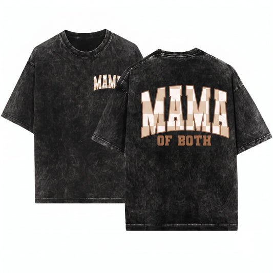 Checkered Boho Varsity Mama of Both Mothers Day Gift Unisex Wash T-Shirt