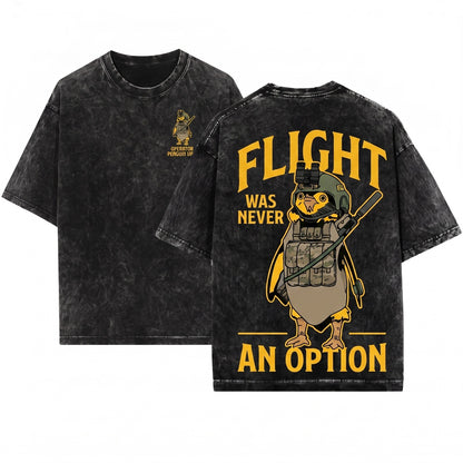 Flight Was Never An Option Tactical Armed Penguin Military Animal Meme Funny Gift For Him Unisex Wash T-Shirt