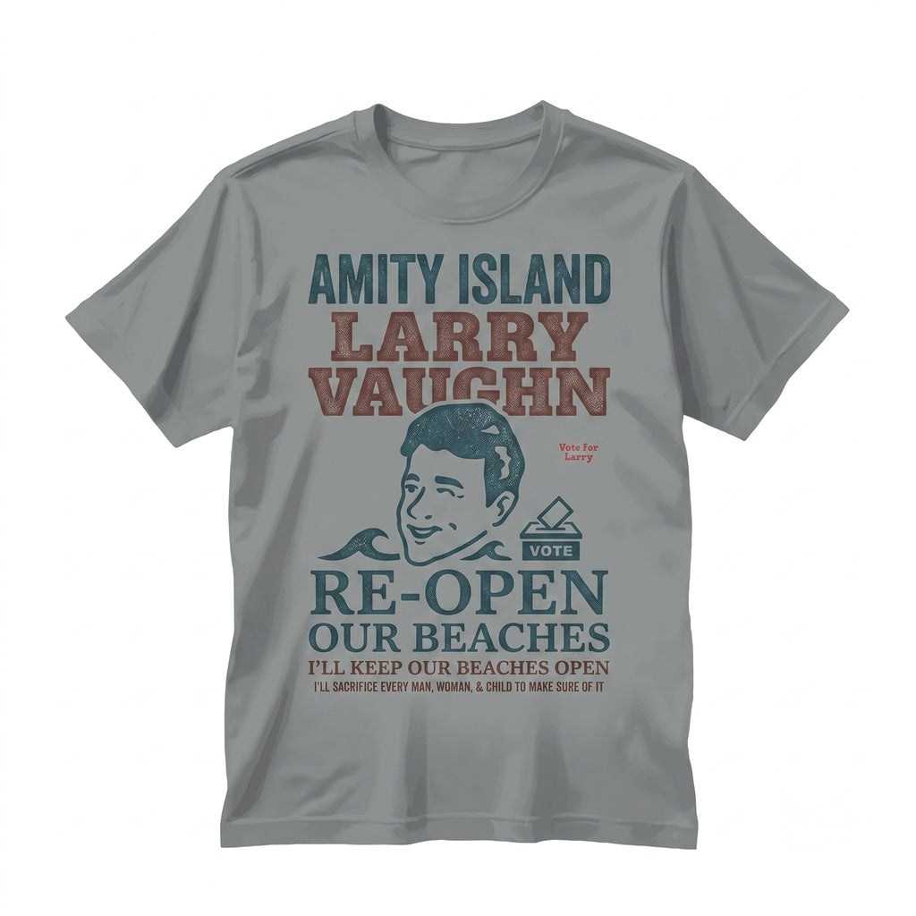 Mayor Larry Vaughn Amity Island Funny Shark Movie Graphic Retro Cotton Apparel Unisex TShirt