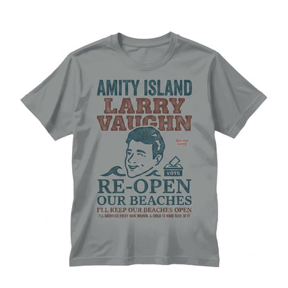 Mayor Larry Vaughn Amity Island Funny Shark Movie Graphic Retro Cotton Apparel Unisex TShirt