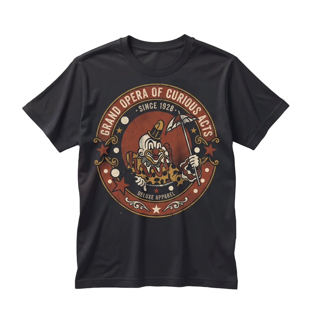 Vintage Scary Circus Jester Graphic Cotton Apparel Novelty Halloween Top Unisex TShirt