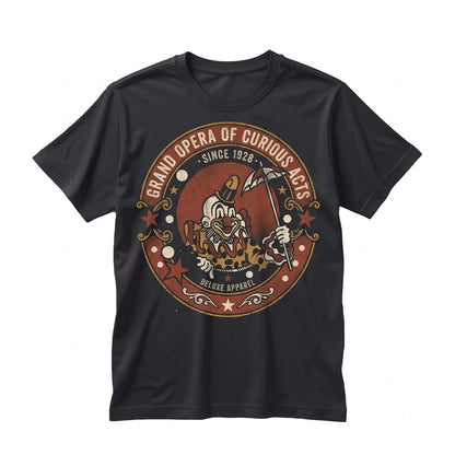 Vintage Scary Circus Jester Graphic Cotton Apparel Novelty Halloween Top Unisex TShirt