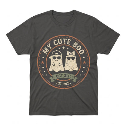 Spooky Season Ghost Couple Matching Her Boo His Halloween Costume Unisex TShirt