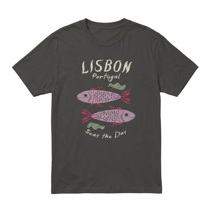 Lisbon Portugal Travel Sardine Fish Graphic Retro Souvenir Apparel Unisex TShirt