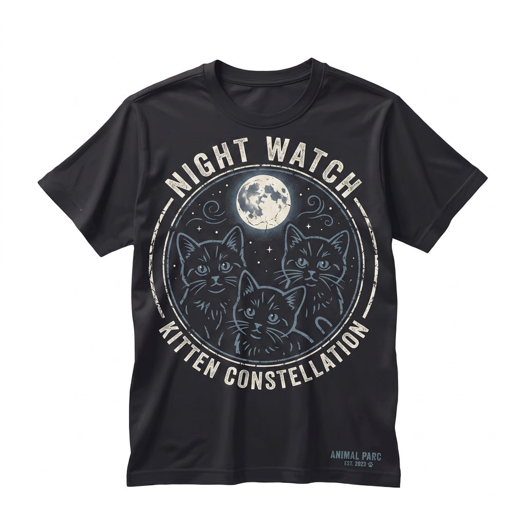 Vintage 90s Cute Kitten Full Moon Graphic Cats Lover Mom Animal Gift for Her Unisex TShirt