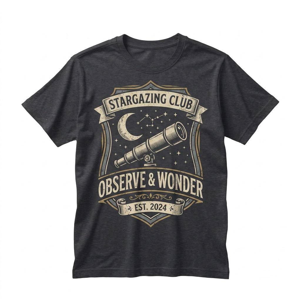 Retro Astronomy Telescope Graphic Moon Stars Celestial Space Science Unisex TShirt