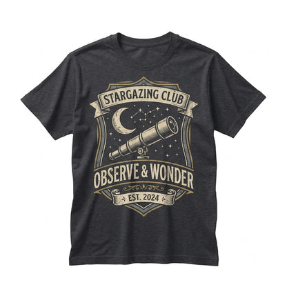 Retro Astronomy Telescope Graphic Moon Stars Celestial Space Science Unisex TShirt