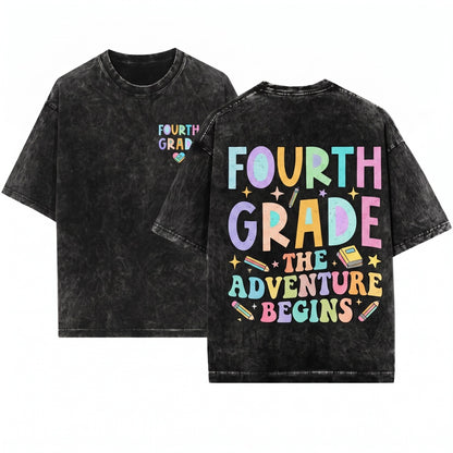 Back To School Pastel First Day Teacher Grades Students Unisex Wash T-Shirt