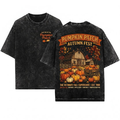 Pumpkin Patch Autumn Graphic Unisex Wash T-Shirt