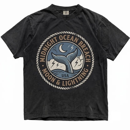Manta Ray Moon Gothic Ocean Lightning Graphic Dark Sea Creature Halloween Marine Animal Lover Gift Men Women Unisex TShirt