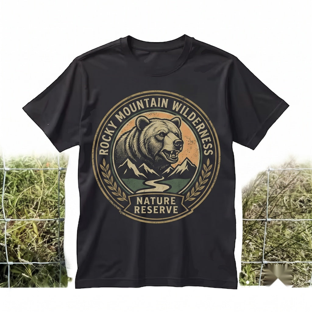 Vintage Grizzly Bear Graphic Mountain Forest Wildlife Rustic Outdoor Adventure Nature Gift Unisex TShirt