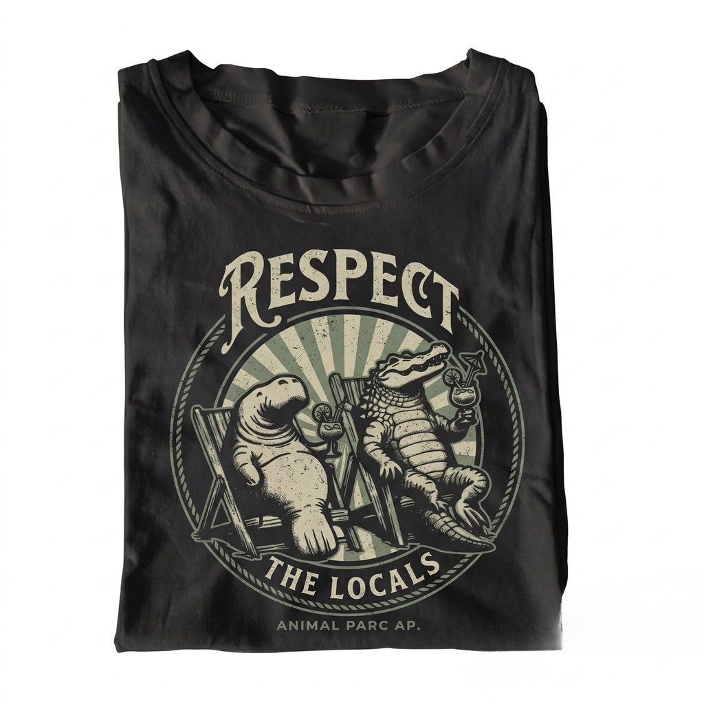 Respect The Locals Vintage Everglades Florida Crocodile Manatee Graphic Gift Unisex TShirt