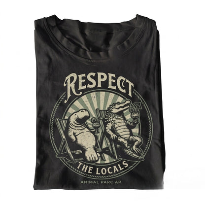 Respect The Locals Vintage Everglades Florida Crocodile Manatee Graphic Gift Unisex TShirt