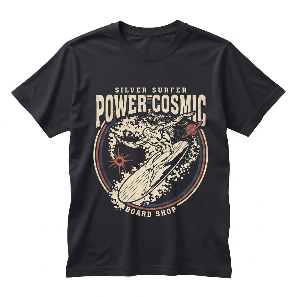 Silver Surfer Power Cosmic Graphic Fantastic Four First Steps Comic Book Superhero Retro Disney Theme Park Unisex TShirt