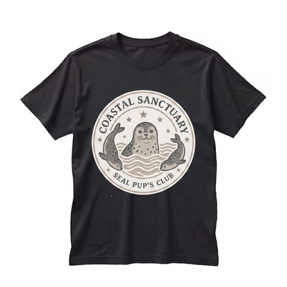 Vintage Cute Seal Pup Retro Star Aesthetic Ocean Animal Lover Artistic Gift Y2K Unisex TShirt
