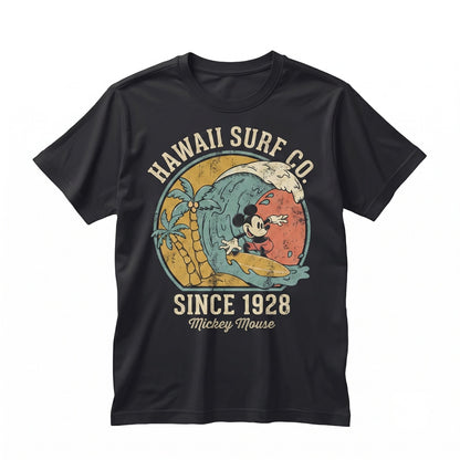 Vintage Cartoon Mouse Surfing Retro Beach Vacation Graphic Summer Apparel Unisex TShirt