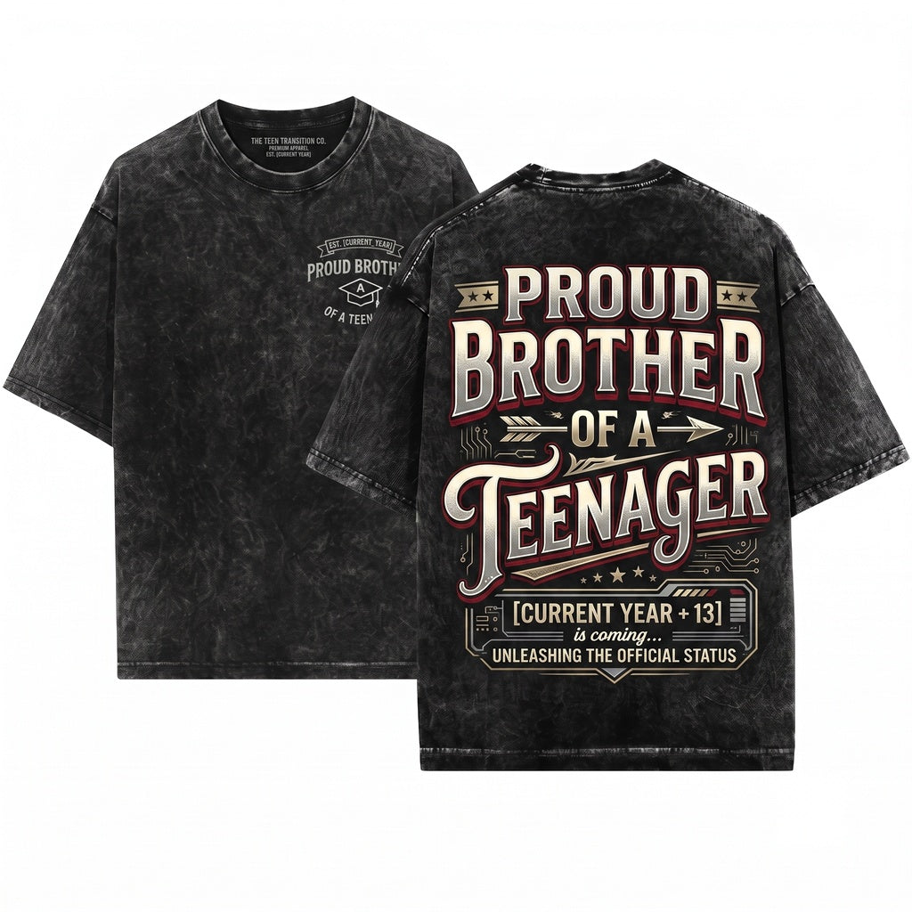 Proud Brother Official Teenager 13th Birthday Unisex Wash T-Shirt
