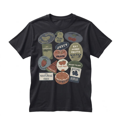 Cute Preppy Fruit Stickers Graphic Vintage Summer Apparel Short Sleeve Unisex TShirt