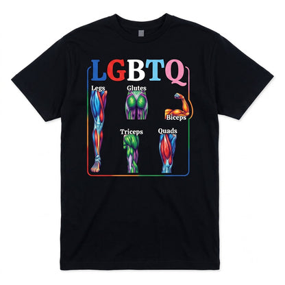 LGBTQ Gym Acronym Funny Fitness Muscle Anatomy Humor Workout Graphic Unisex TShirt