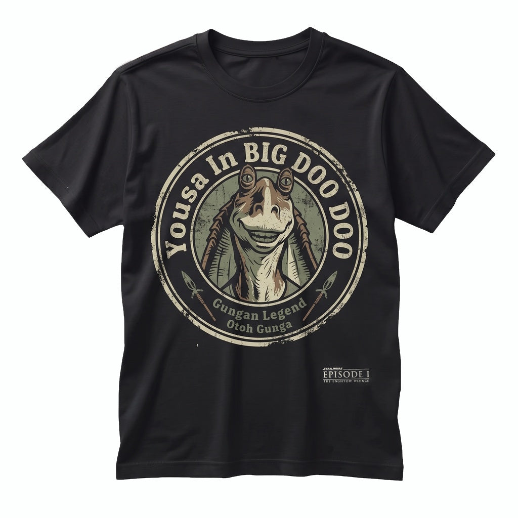Vintage Jar Jar Binks Graphic Double-Sided Retro Sci-Fi Meme Cotton Apparel Unisex TShirt