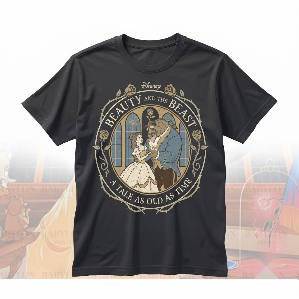 Oversized Beauty Beast Princess Belle Tale as Old Time Disneyworld Vacation Graphic Unisex TShirt