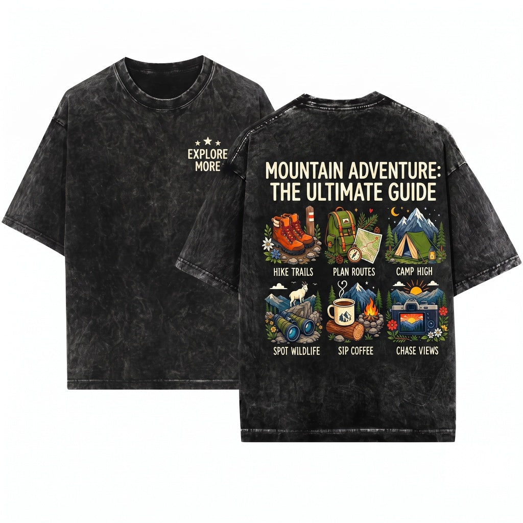 Things I Do On Mountain Adventure Hiking Camping Explore Outdoors Nature Lover Gift Unisex Wash T-Shirt