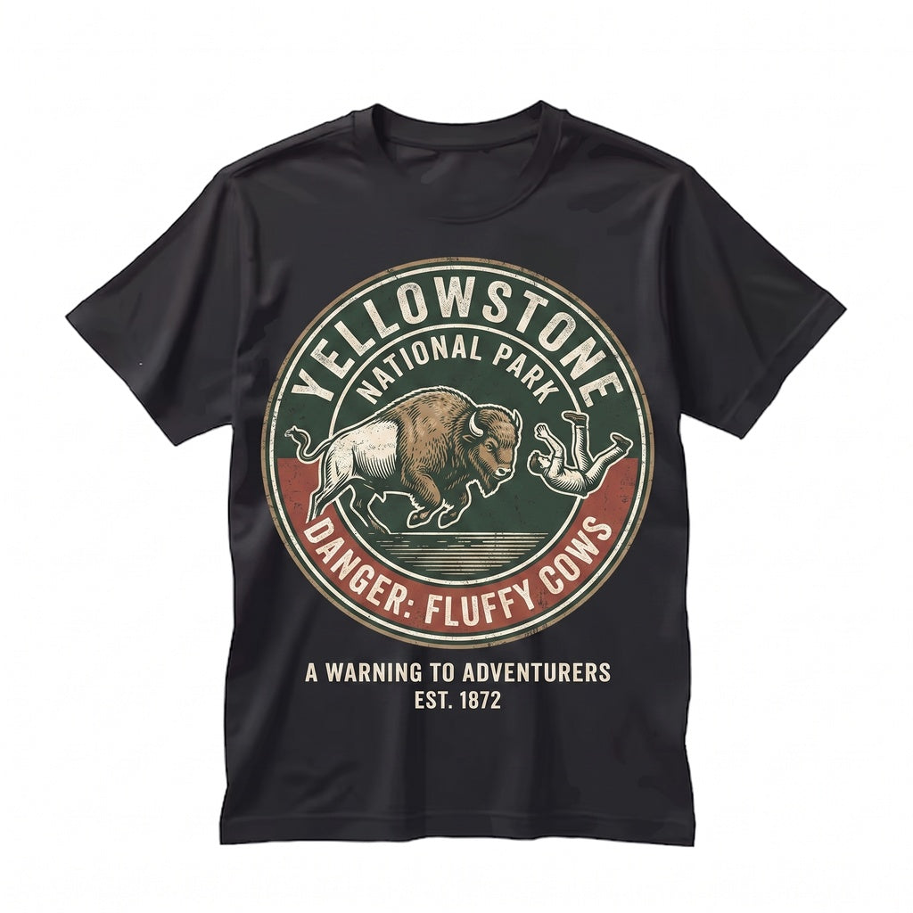 Do Not Pet The Fluffy Cow Bison Yellowstone National Park Family Vacation Matching Camping Summer Graphic Unisex TShirt