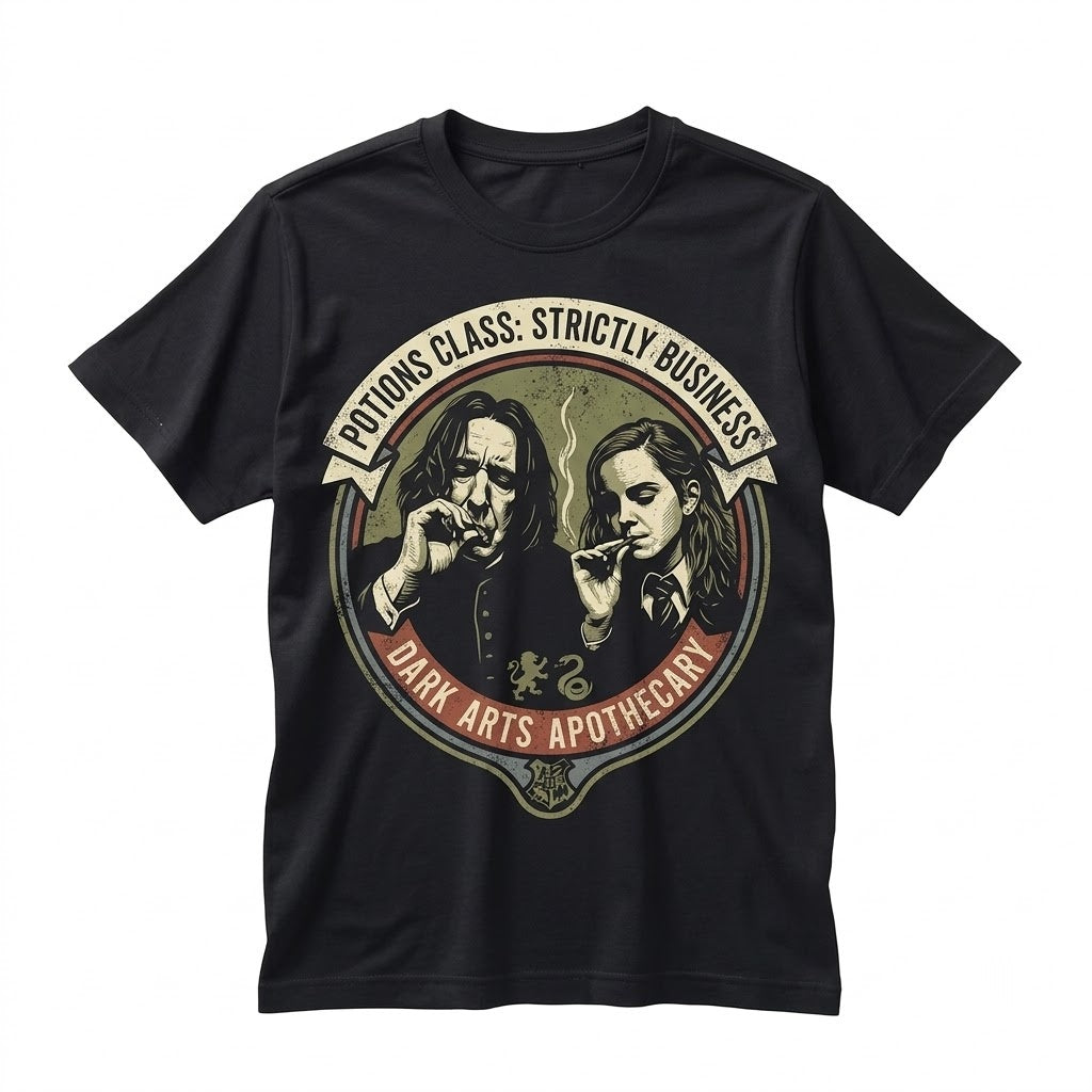 Potions Master Professor & Bright Witch Wizardry Magic Book Illustration Funny Meme Graphic Apparel Unisex TShirt
