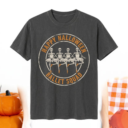 Dancing Skeleton Witch Ballerina Vintage Fall Retro Boo Graphic Halloween Unisex TShirt