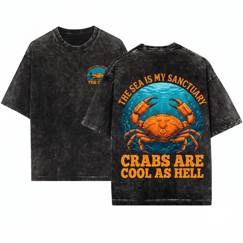 I Love This Animal Crap Crab Vintage Novelty Graphic Unisex Wash T-Shirt