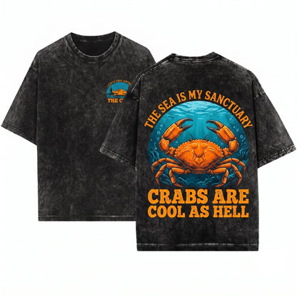 I Love This Animal Crap Crab Vintage Novelty Graphic Unisex Wash T-Shirt