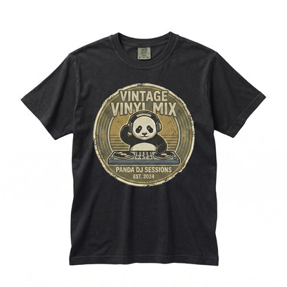 DJ Panda Music Lover Graphic Embroidered Heavyweight Cotton Vintage Aesthetic Apparel Gift Unisex TShirt