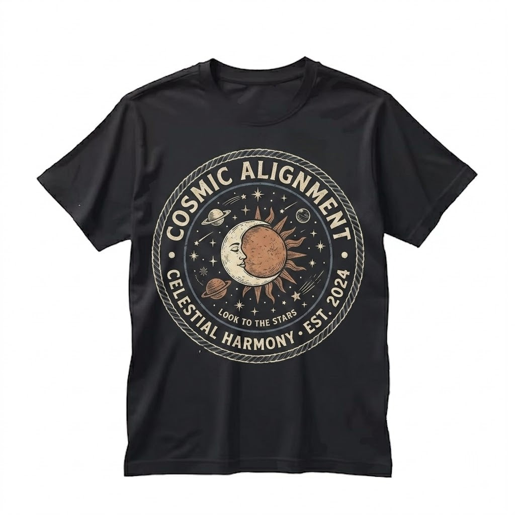 Celestial Moon Stars Graphic Boho Astrology Aesthetic Cosmic Starlight Space Night Sky Unisex TShirt