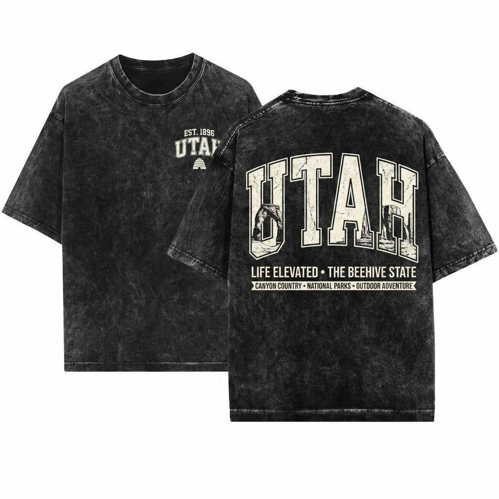 Utah Vintage Western Mountain Retro Travel Souvenir Unisex Wash T-Shirt