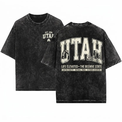 Utah Vintage Western Mountain Retro Travel Souvenir Unisex Wash T-Shirt