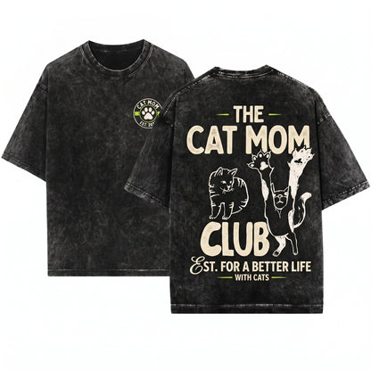 Funny Cat Mom Lover Gift Cute Pet Mama Furry Parent New Graphic Unisex Wash T-Shirt