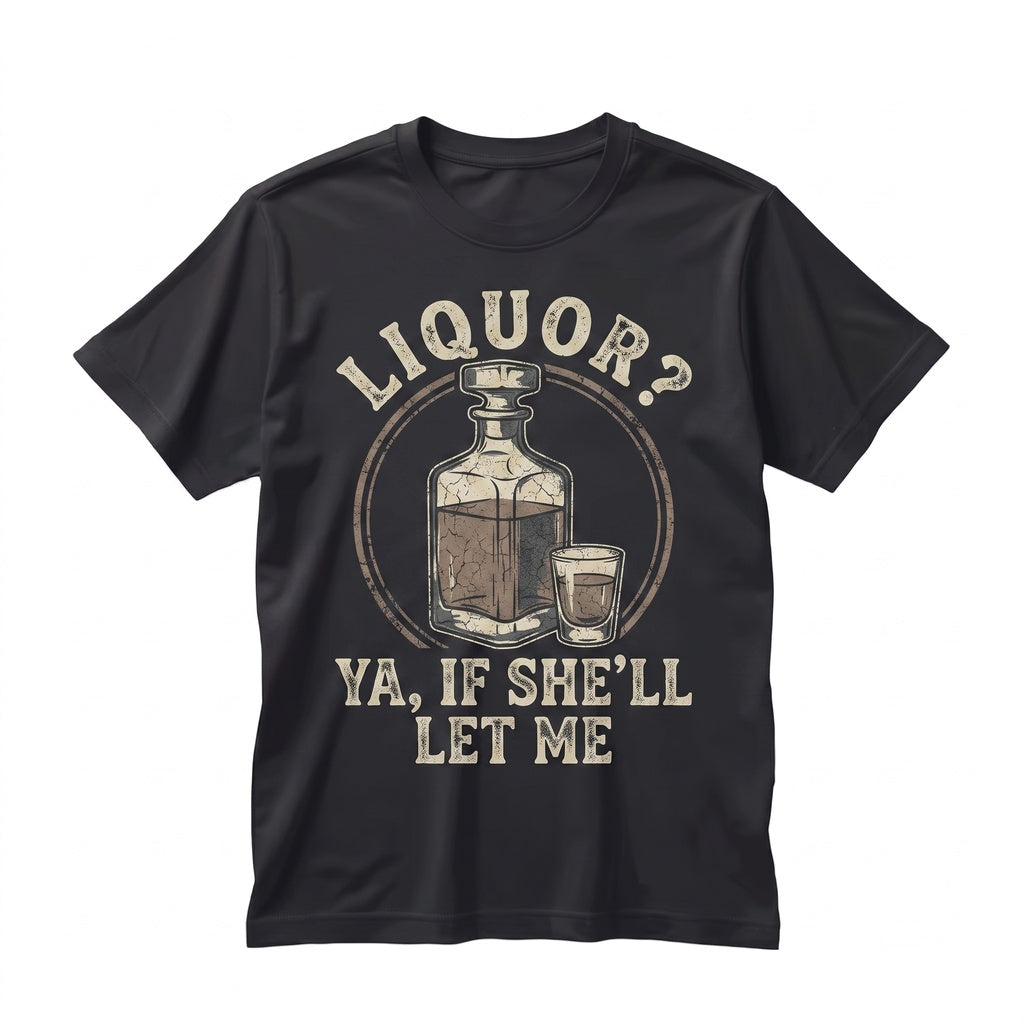 Liquor Yeah If Shell Let Me Funny Adult Humor Meme Vibe Party Drinking Joke Gift for Men Graphic Apparel Unisex TShirt