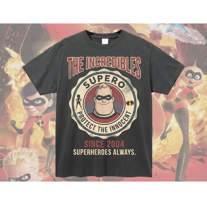 Oversized Superhero Family 2004 Graphic Elastigirl Violet Dash Jack-Jack Vintage Movie Apparel Unisex TShirt